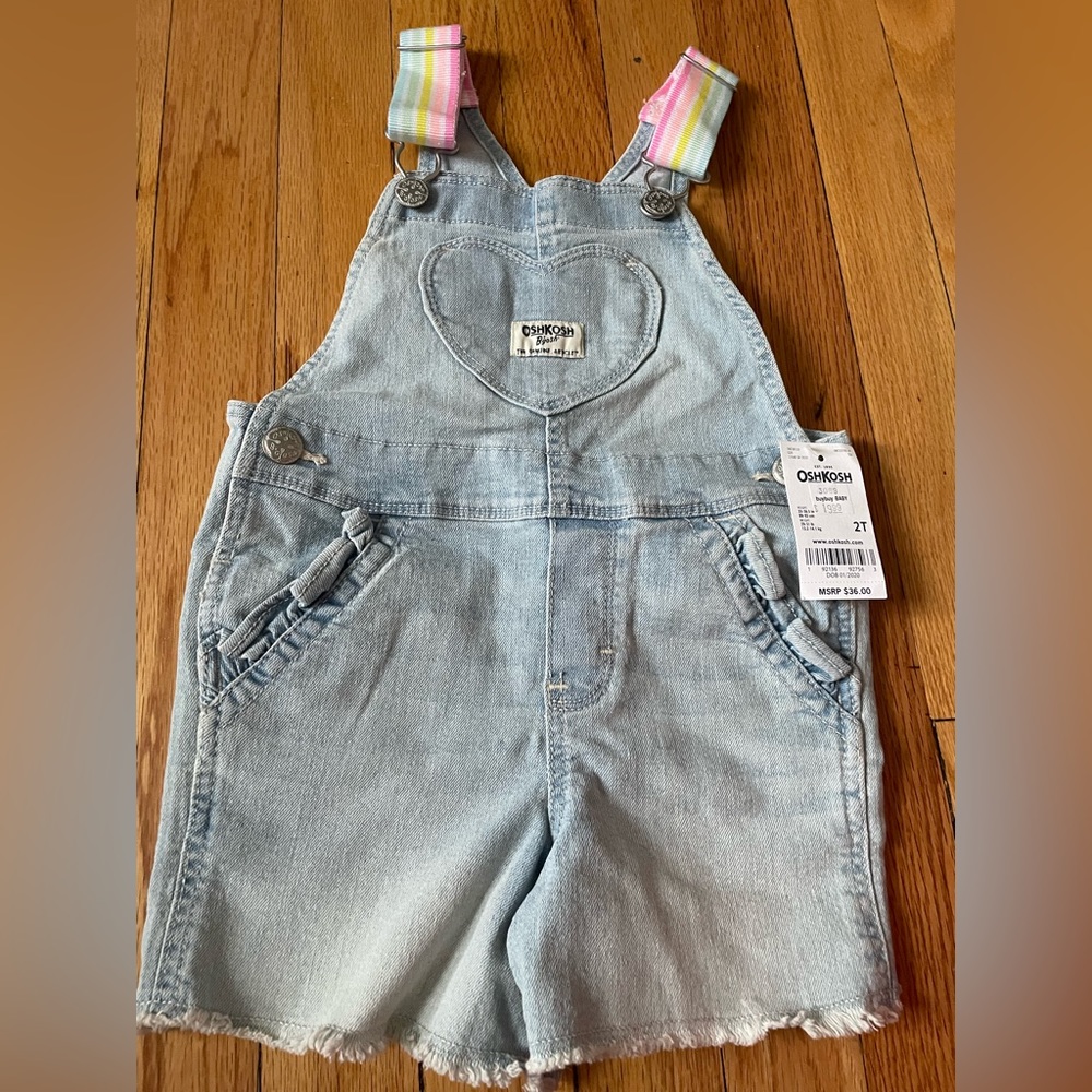 OshKosh Girls Toddler Denim Short Overalls
